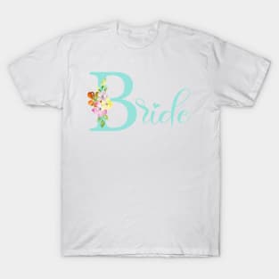 Bride illustration in teal T-Shirt